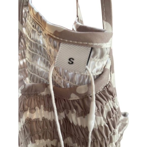 Womens Maxi Dress Brown Striped Tiered Skirt Smocked Sleeveless Pullover S - Picture 7 of 8